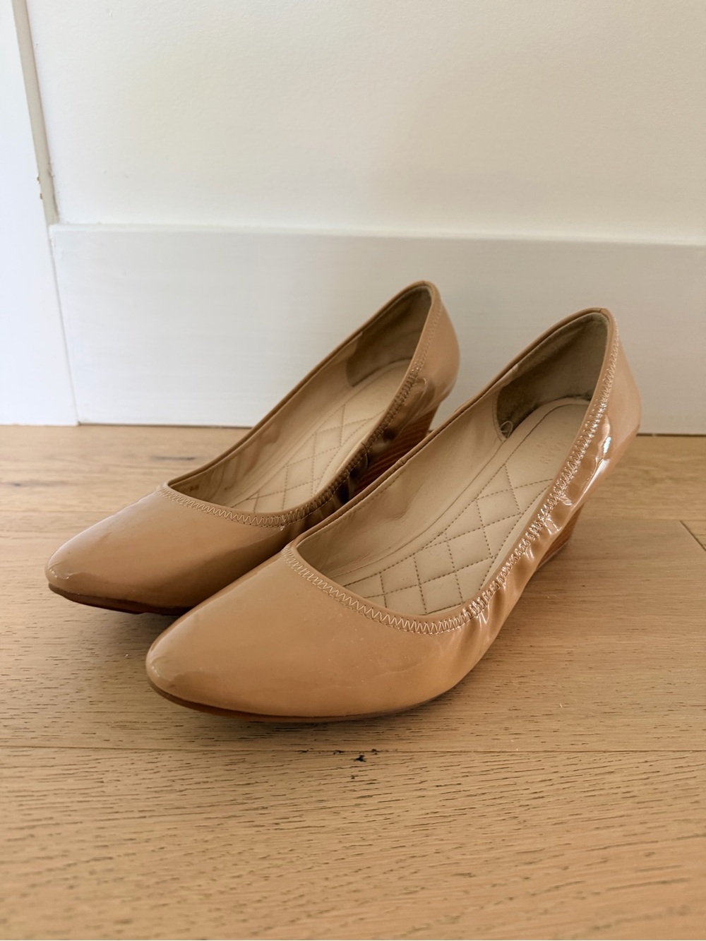Cole Haan Women's Patent Pointed-Toe Wedges- Beige